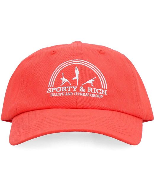 Sporty & Rich Orange Logo Embroidered Baseball Cap for men