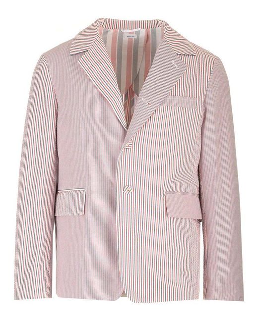 Thom Browne Pink Striped Single-breasted Blazer for men