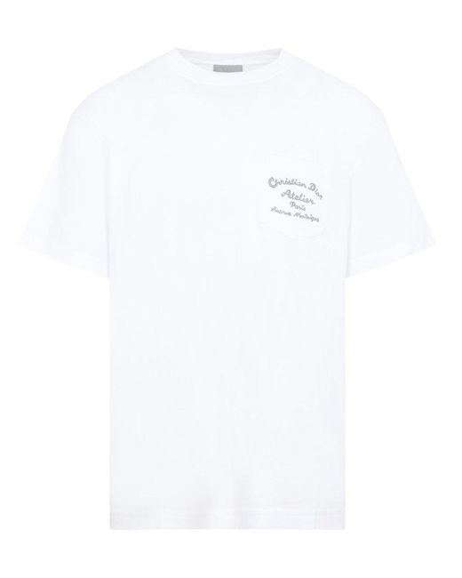 Dior White Logo Printed Crewneck T-shirt for men