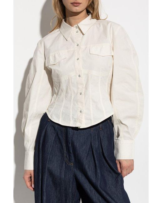Ganni White Shirt With Pockets