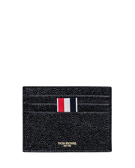 Thom Browne Black Leather Card Holder for men