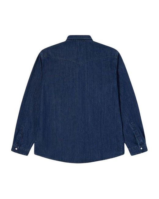 Edwin Blue Western Button-Down Shirt for men