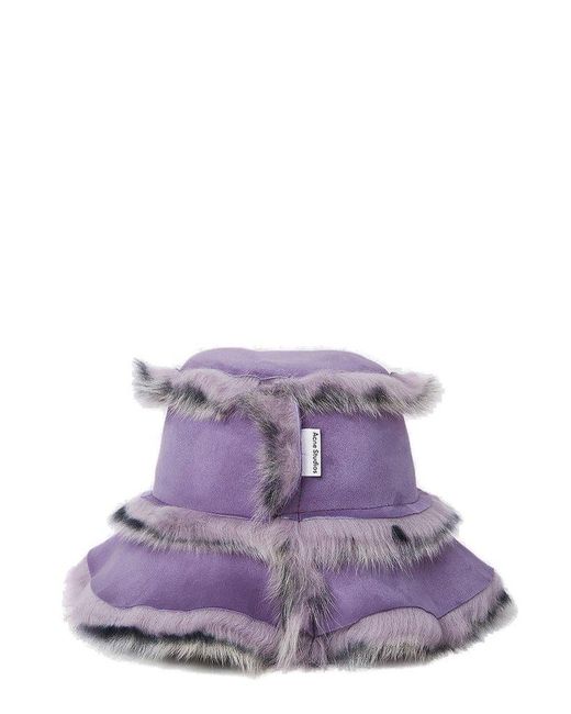 Acne Purple Shearling Bucket Hat