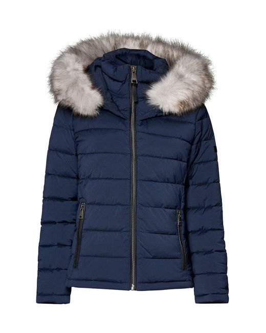 DKNY Blue Hooded Puffer Jacket