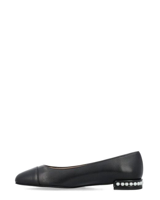 Stuart Weitzman Black Embellished Slip-on Flat Shoes