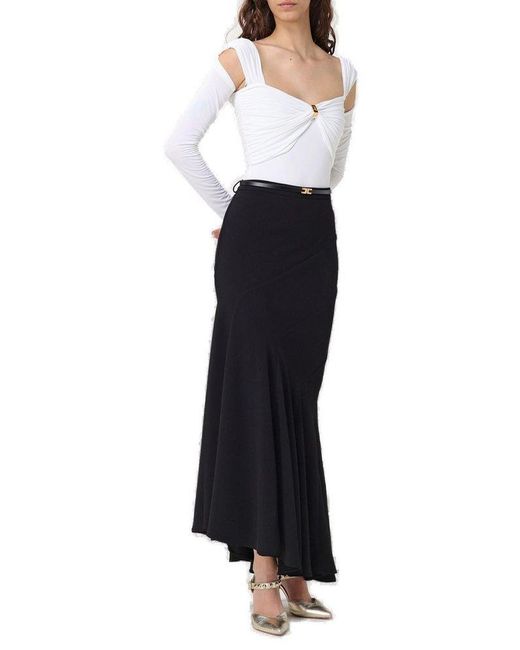 スカート Elisabetta Franchi BELTED SKIRT Elisabetta Franchi Asymmetric Belted Skirt in Black | Lyst