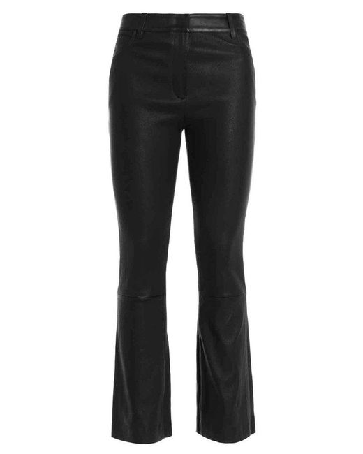Theory Mid Rise Kick-flare Leather Pants in Black | Lyst Australia