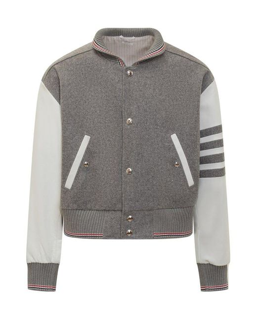 Thom Browne 4-Bar stripe bomber jacket - Blue