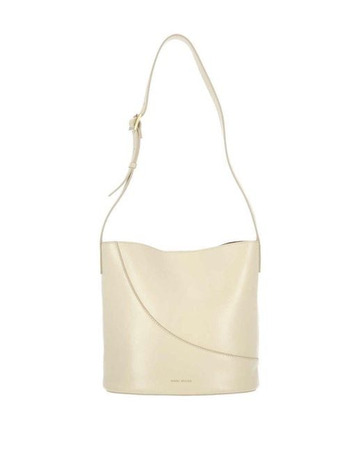 MANU Atelier White Nova Logo Detailed Bucket Bag