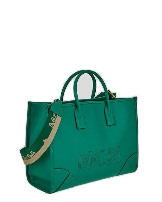 MCM Green Logo Tote Bag