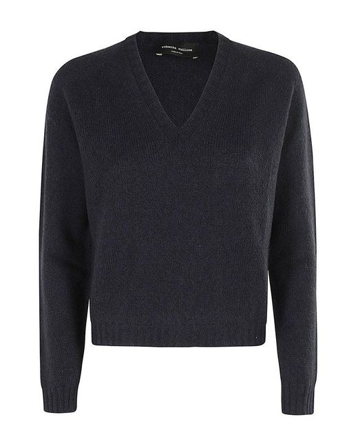 Roberto Collina Blue V-neck Knit Sweater