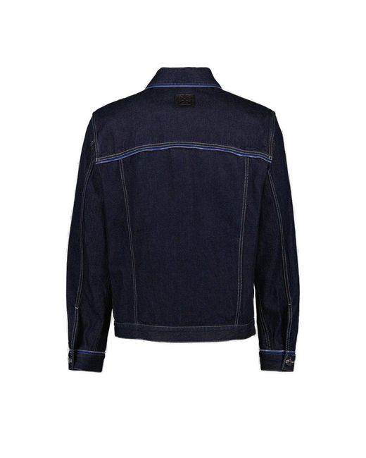 Off-White c/o Virgil Abloh Blue Zip-detailed Buttoned Denim Jacket for men