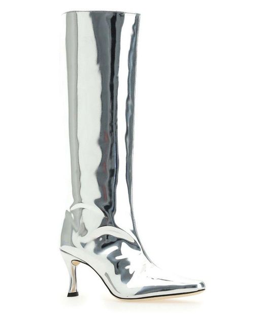 BY FAR Stevie Pointed Toe Boots in White | Lyst