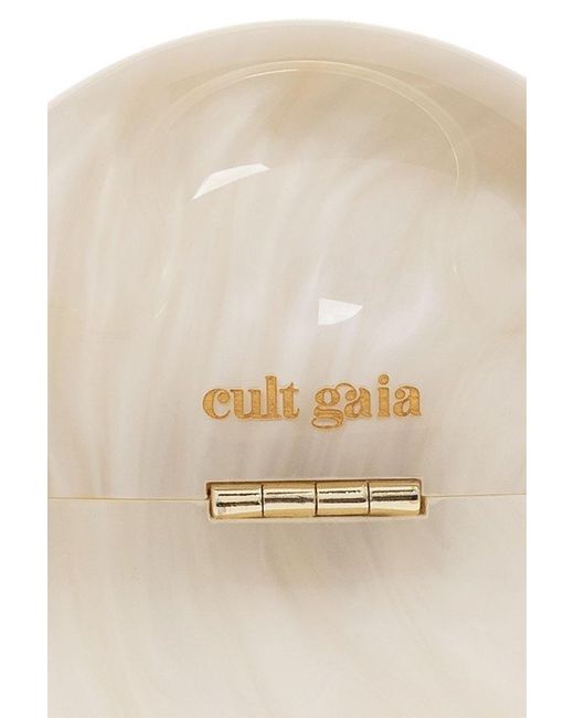 Cult Gaia White Logo Printed Top-handle Clutch Bag