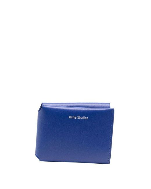 Acne Blue Logo Printed Folded Card Wallet for men