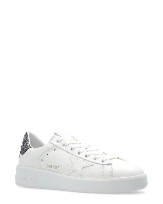 Golden Goose Deluxe Brand White Purestar Glittered Lace-up Sneakers