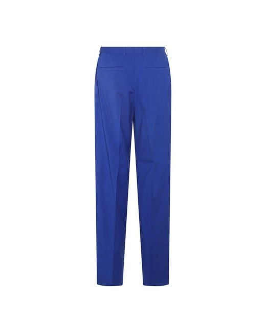 Versace Blue Silk-wool Blend Trousers for men