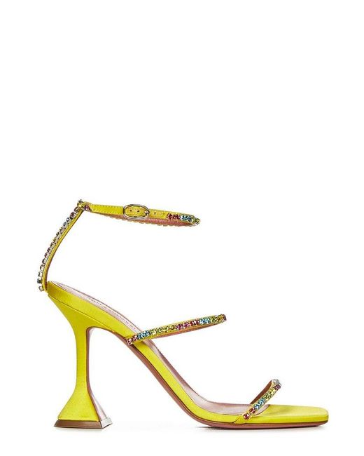 AMINA MUADDI Yellow Gilda 95 Embellished Pvc Sandals