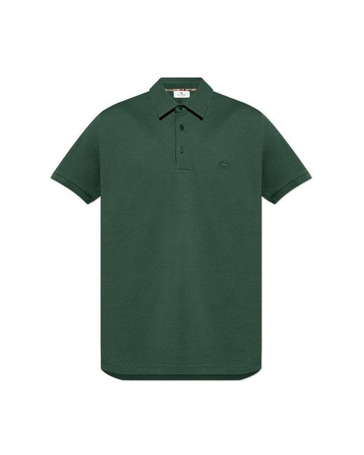 Etro Green Logo Embroidered Short Sleeved Polo Shirt for men