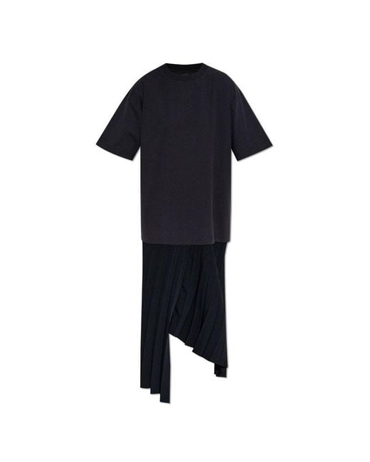 Balenciaga Black Dress With Pleated Hem