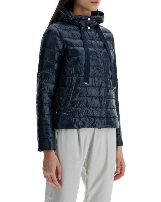 Herno Blue Cropped Down Jacket With Hood