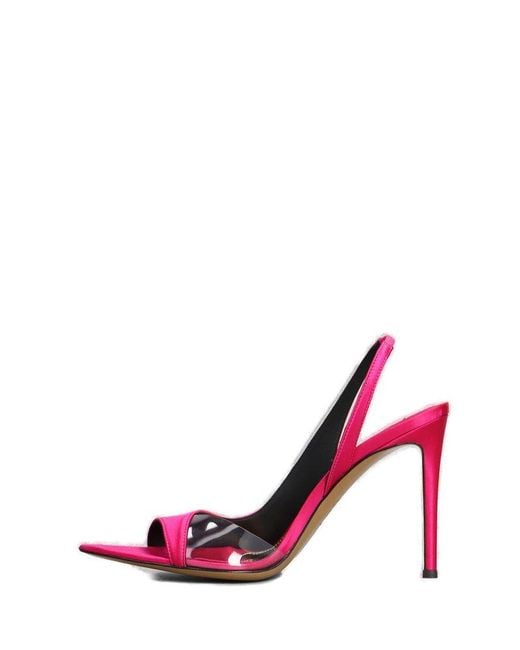 Alexandre Vauthier Pink Pointed-toe Panelled Satin Sandals