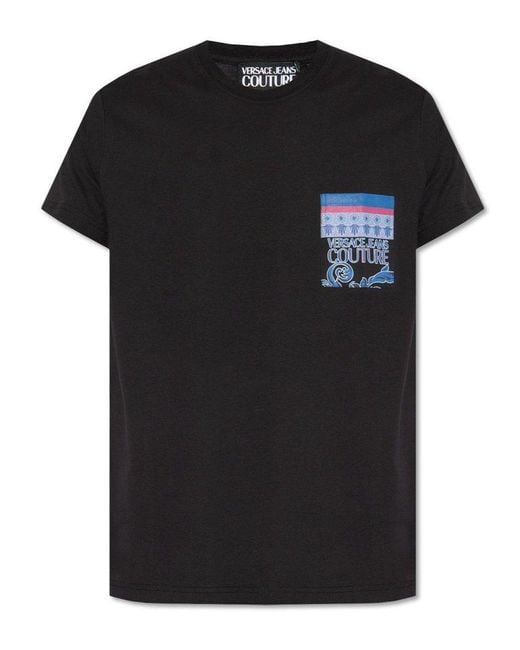 Versace Black Logo Printed Crewneck T-shirt for men