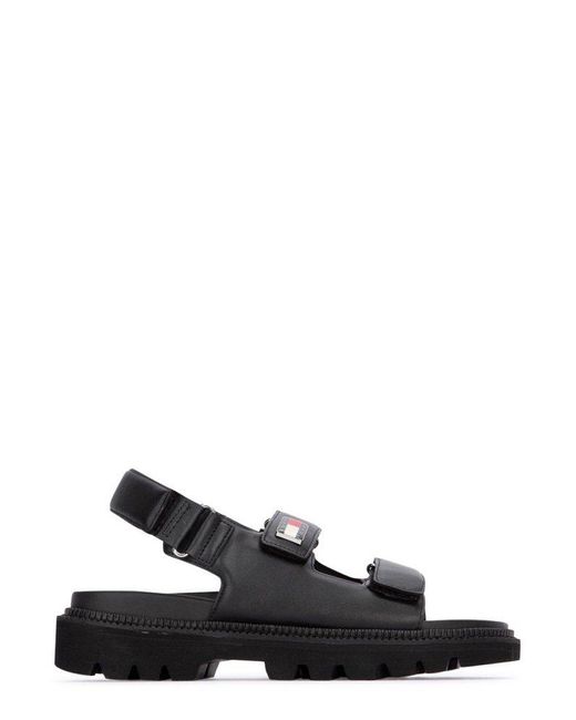 Tommy Hilfiger Black Cleat Strap Flat Sandals