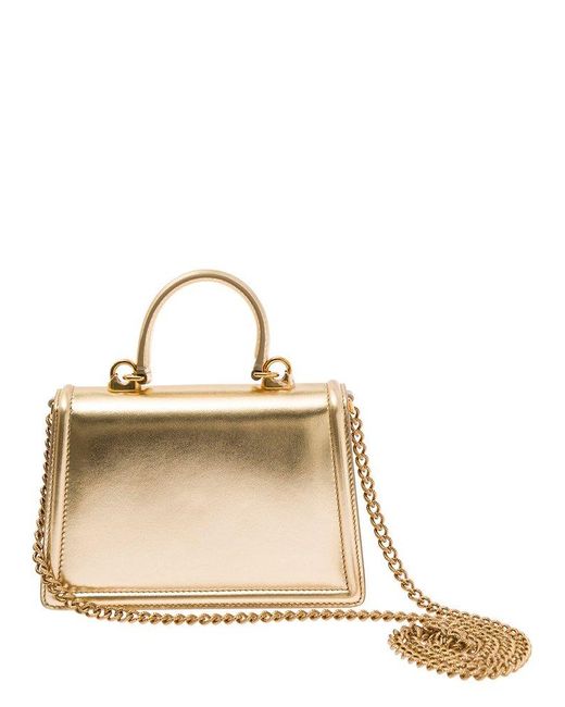 Dolce & Gabbana Metallic 'devotion' Gold Tone Top Hadle Bag In Leather Woman