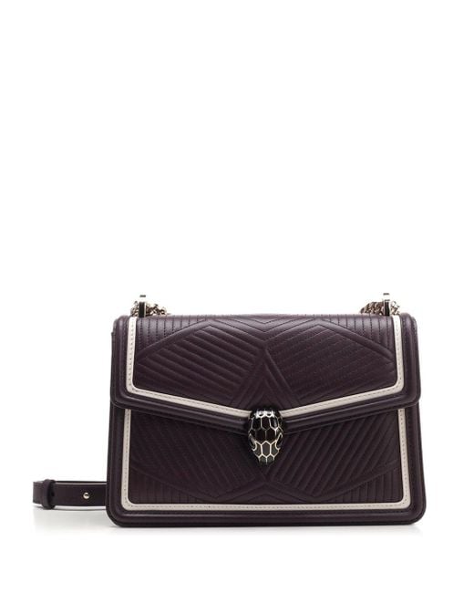 BVLGARI Purple Serpenti Diamond Blast Shoulder Bag