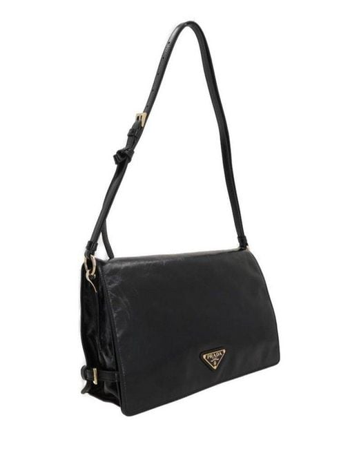 Prada Black Triangle-Logo Shoulder Bag