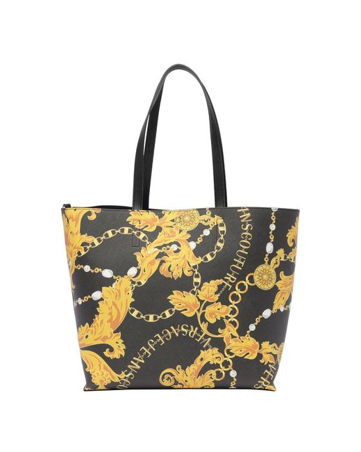 Versace Yellow Chain Couture Printed Top Handle Bag