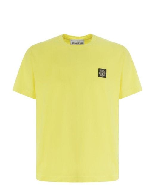 Stone Island Yellow Logo Patch Crewneck T-shirt for men
