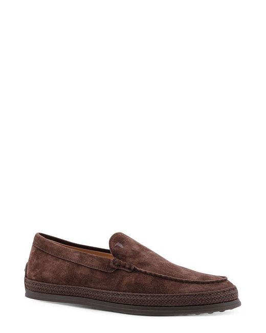 Tod's Brown Round Toe Slip-On Loafers for men