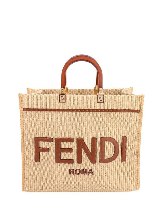Fendi Natural Sunshine Raffia Shopper Bag.