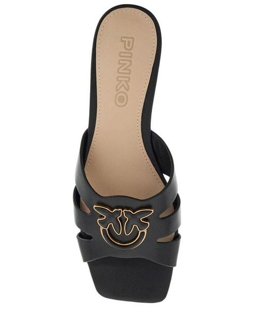 PINKO Marli 09 leather sandals ピンコ Pinko Marli 09 Slip-On Sandals in Black | Lyst