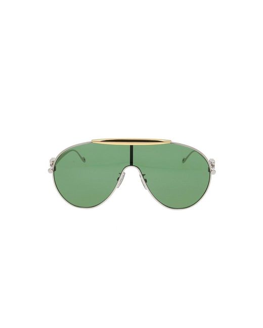 Loewe Green Spoiler Aviator Mask Glasses In Metal