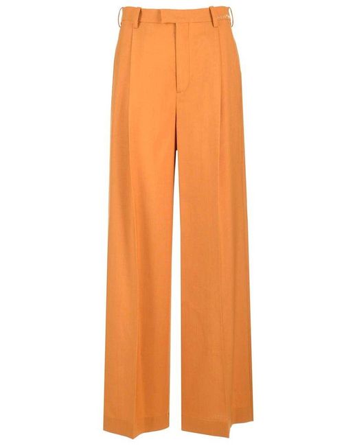 Marni Orange Logo Embroidered Tailored Trousers