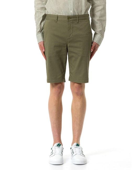Lacoste Green Logo Patch Knee-Length Shorts for men