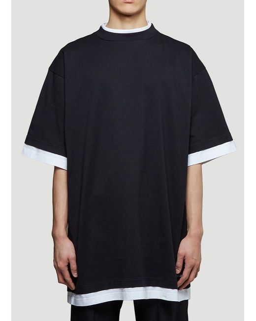 Balenciaga Black Oversized Double Layer T-shirt for men