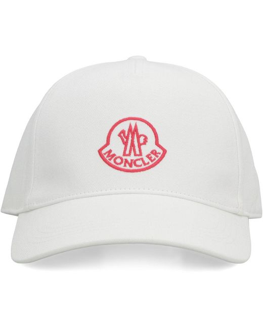 Moncler White Logo Embroidered Baseball Cap