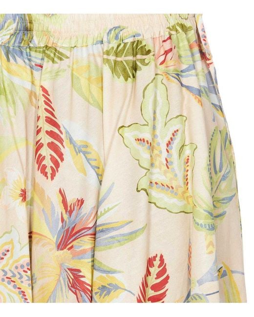Twinset Yellow Printed Poplin Long Skirt