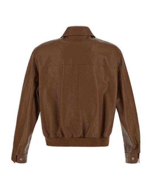 Gucci Brown Leather Jacket for men