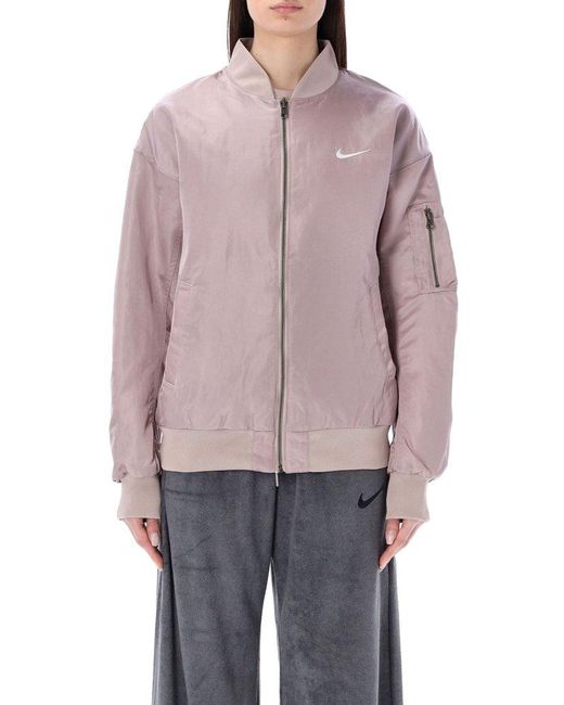 Nike Gray Varsity Zip-up Bomber Jacket