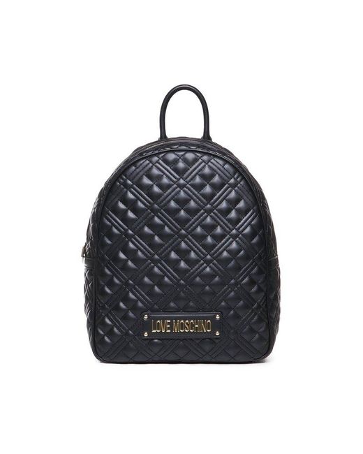 Love Moschino Blue Quilted Backpack With Logo