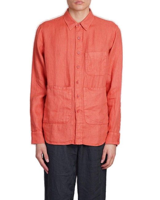 Aspesi Red Long Sleeved Pocket-detailed Shirt for men
