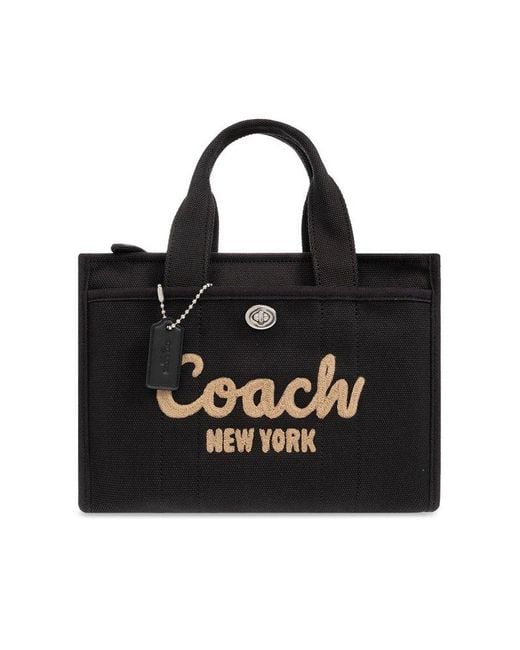 COACH Black Logo Embroidered Tote Bag
