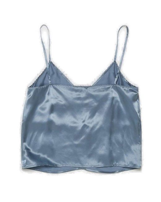 miu miu★SALE★5XX618 Miu Miu V-Neck Sleeveless Top in Blue | Lyst