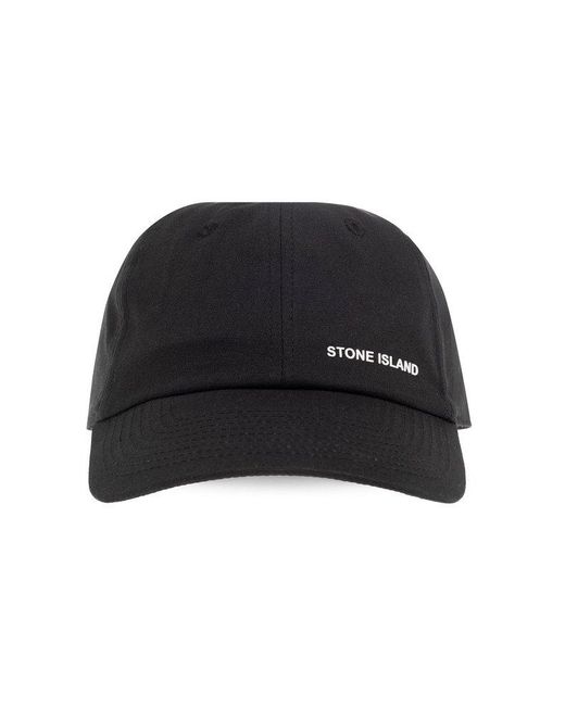 Stone Island Black Baseball Cap With Logo, for men