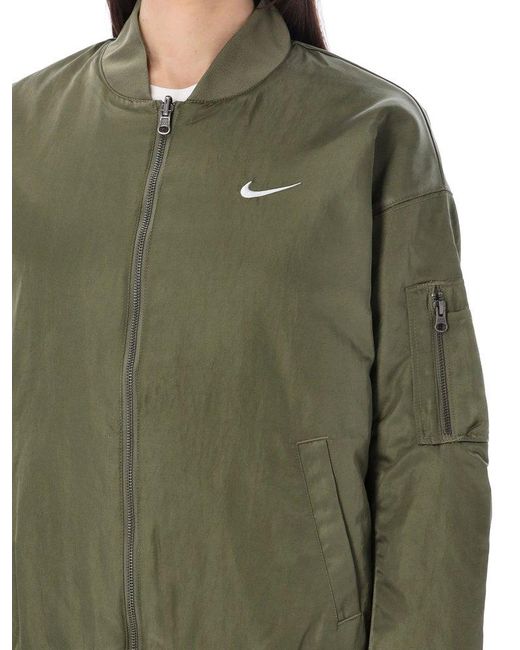 Nike Varsity Zip-up Bomber Jacket in Green | Lyst